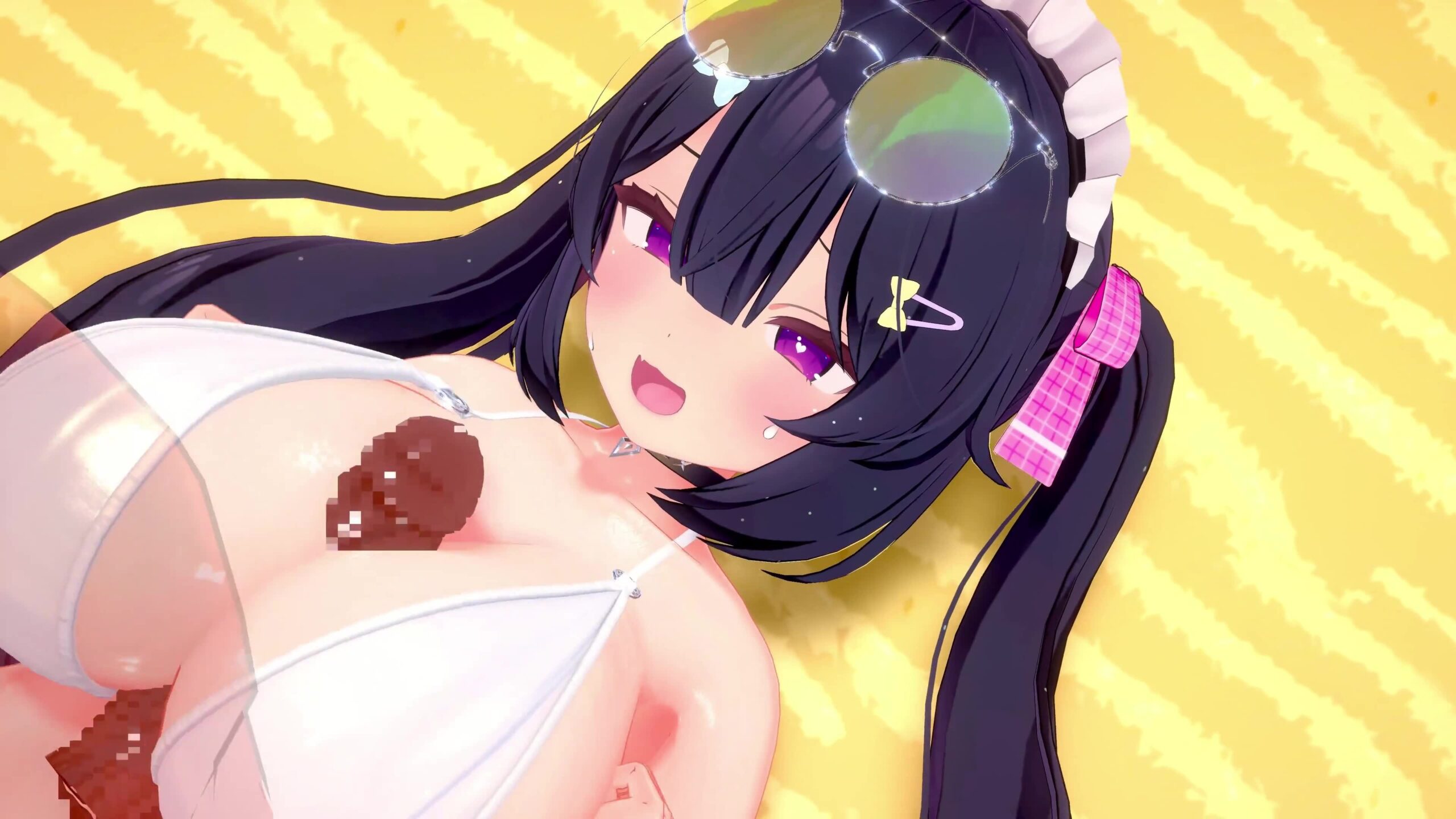 【3D動画】メス❤️キメイドの日焼けビキニで連続パイズリ